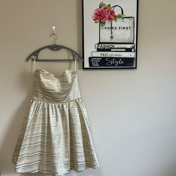 Kate McDonald Metallic Strapless Cocktail Dress size 10 - Picture 1 of 6